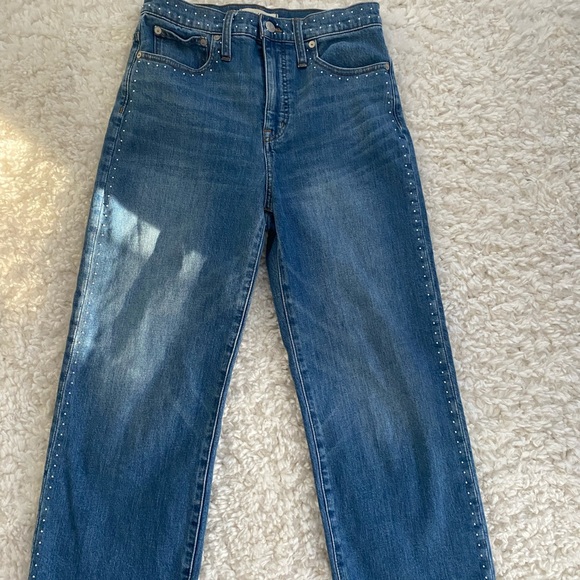 Madewell Slim Wide Leg Studded Jeans - Picture 2 of 4